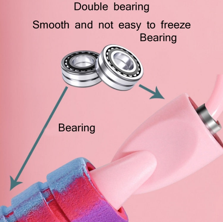 Cordless skipping rope handle and weighted cord connection with double bearing design