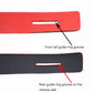 Red neoprene fishing rod strap with front and rear guide groove detail