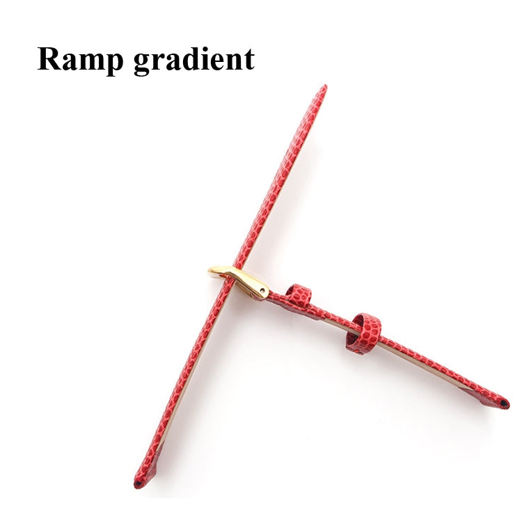 Red calfskin lizard-pattern watch strap with gold pin buckle and stitching