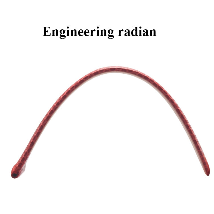 Red calfskin lizard-pattern watch strap, curved edge close-up