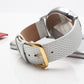 White calfskin lizard-pattern watch strap with gold pin buckle and eyelets