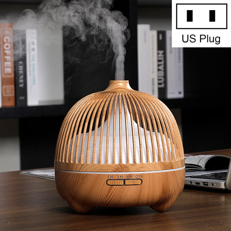 Light wood bird-cage ultrasonic aromatherapy humidifier with mist, US plug