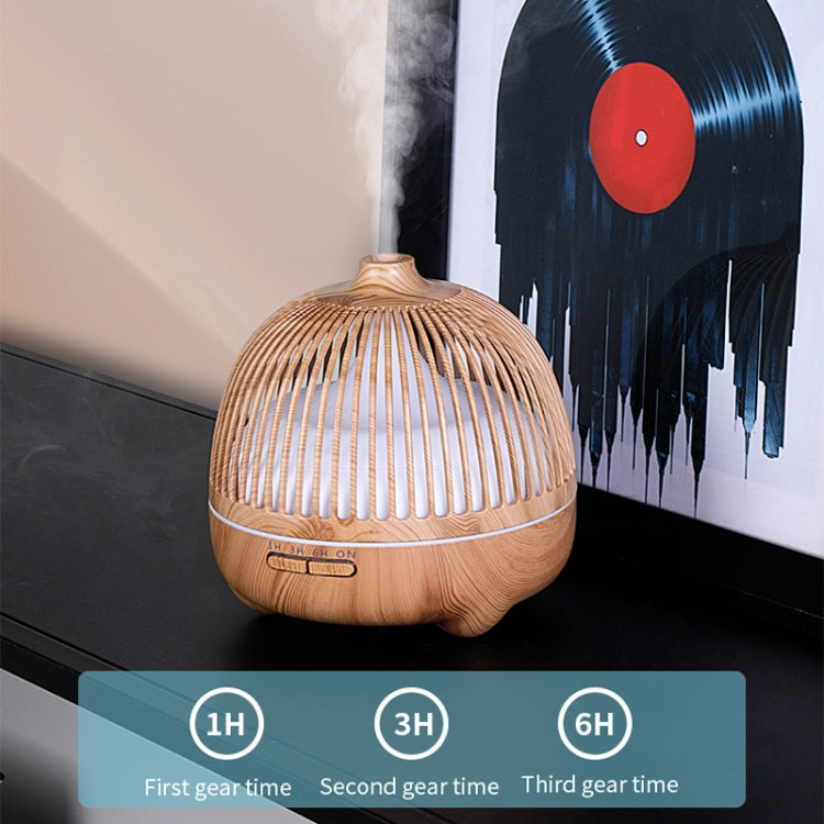 Light wood bird-cage ultrasonic aromatherapy humidifier with mist and timer options