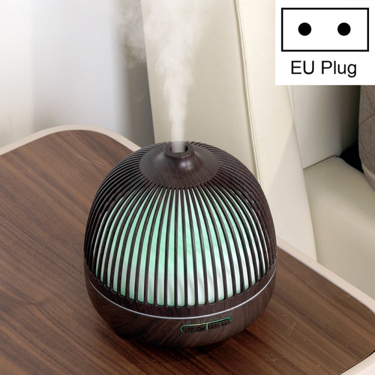 Dark wood bird-cage ultrasonic aromatherapy humidifier with mist, EU plug