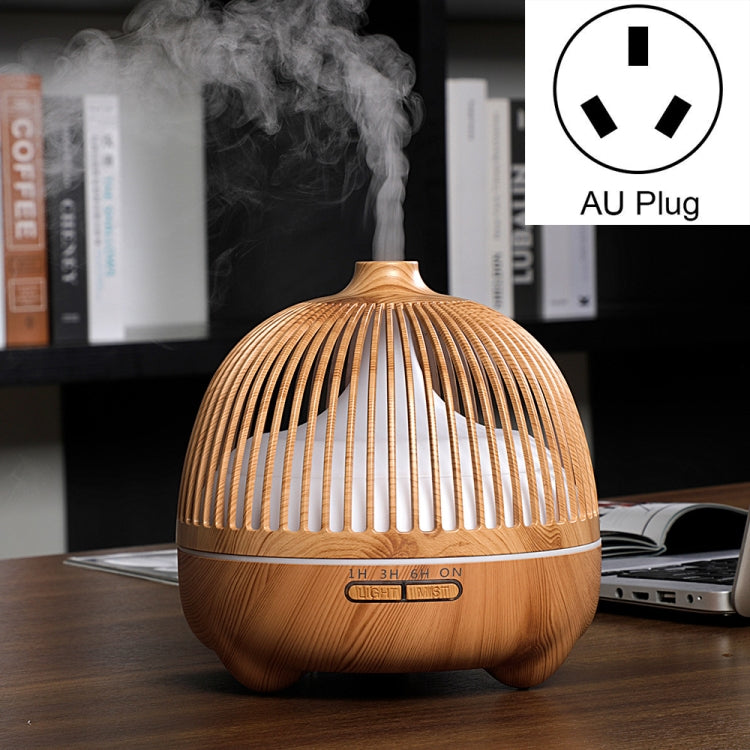 Light wood bird-cage ultrasonic aromatherapy humidifier with mist, AU plug