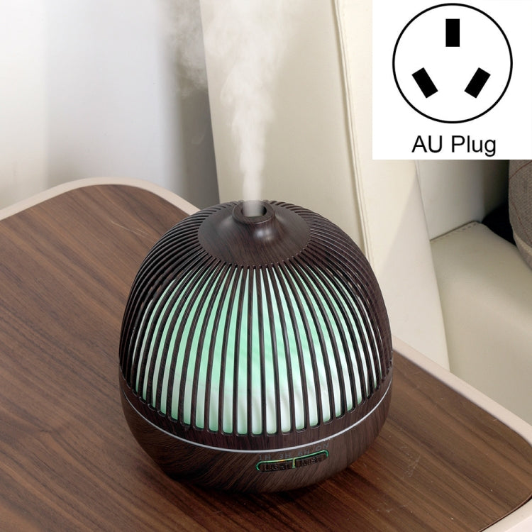 Dark wood bird-cage ultrasonic aromatherapy humidifier with mist, AU plug