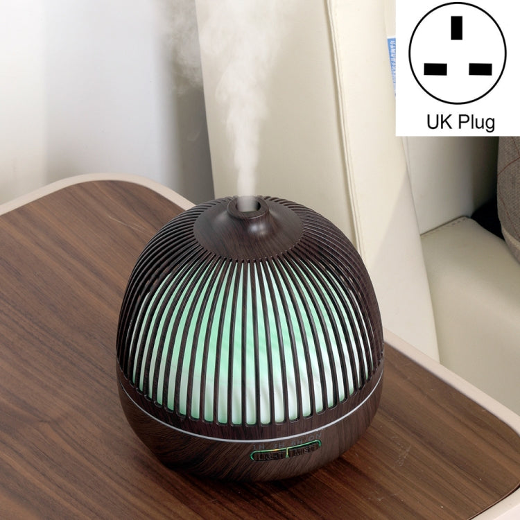 Dark wood bird-cage ultrasonic aromatherapy humidifier with mist, UK plug