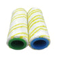 Washing machine roller brush refills, white with yellow stripes, green and blue plastic bases