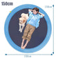 Blue PVC sprinkler mat, 150cm diameter, round pool with dark inner surface and water ports.