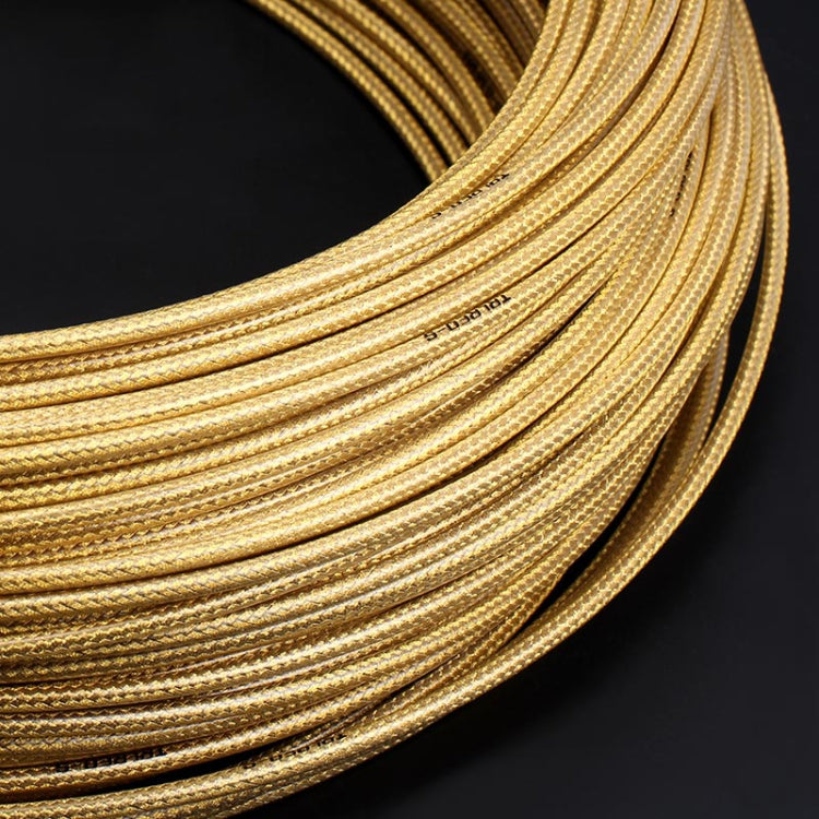5mm braided cable tube, golden color with braided pattern, coiled bundle