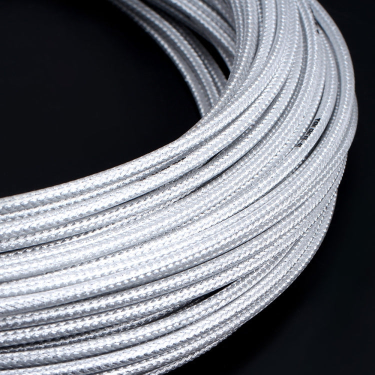 5mm braided cable tube, light gray with braided pattern, coiled bundle