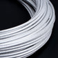 5mm braided cable tube, light gray, close-up of coiled braided strands
