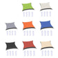 Assorted outdoor shade sails in multiple colors with white rope bundles