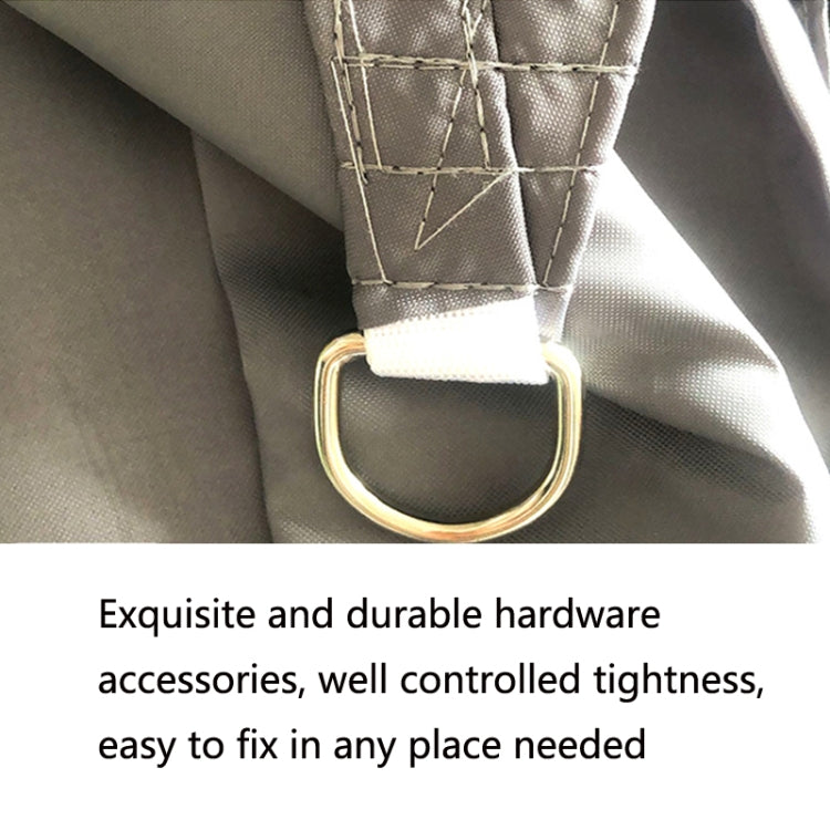 Sunshade sail fastening hardware: stitched strap with metal D-ring and loop