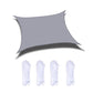 Waterproof sunshade sail in light gray with corner grommets and tie ropes