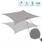 Waterproof sunshade sail canopy, gray fabric with corner eyelets and reinforced seams