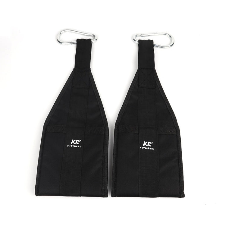 Black training arm belt pair with metal carabiner rings and stitched panels