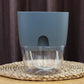 Gray transparent double-layer plastic flowerpot with water reservoir and top opening