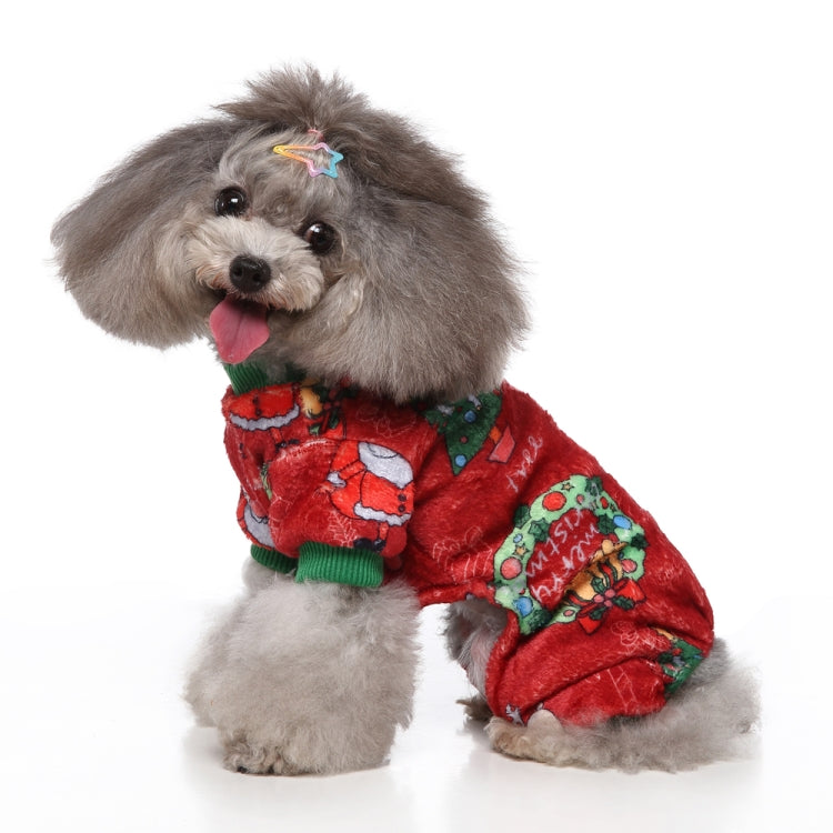 Pet holiday outfit in red patterned set with green cuffs and star accessory