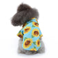 Dog spring shirt with yellow sunflower print and short sleeves