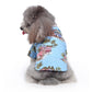 Dog beach shirt in light blue train and palm print with short sleeves