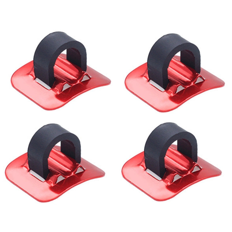 Set of 4 red bicycle cable guide adhesive buckles with black straps