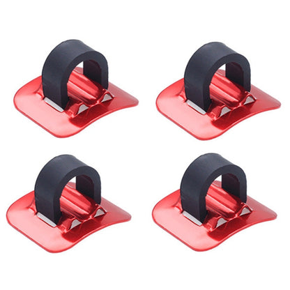 Set of 4 red bicycle cable guide adhesive buckles with black straps