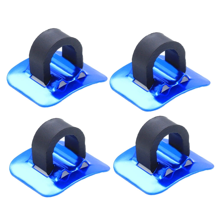 Set of 4 blue bicycle cable guide adhesive buckles with black straps