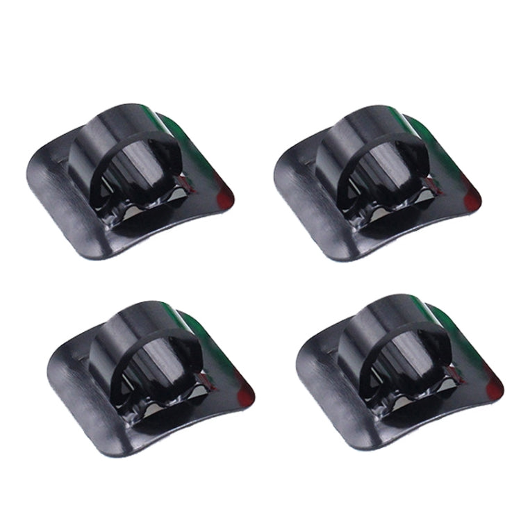 Set of 4 black bicycle hose line guide adhesive buckles with metal inserts