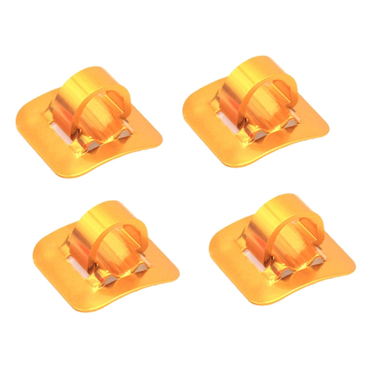 Set of 4 golden bicycle hose line guide adhesive buckles with metal inserts