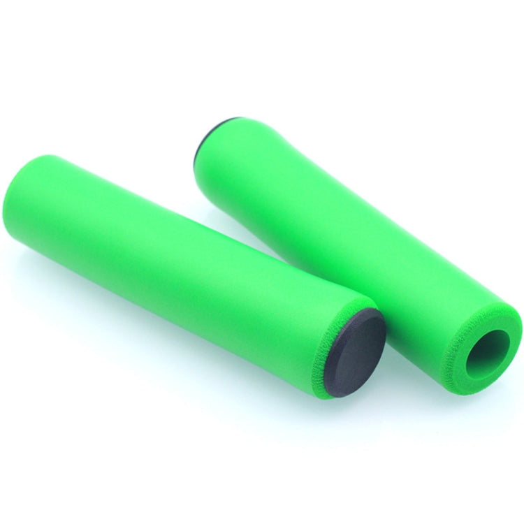 Foam bicycle handlebar grip covers, green, two-piece set with open ends
