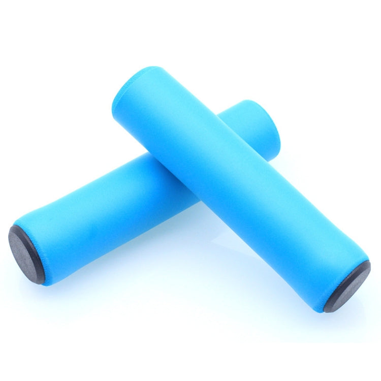 Foam bicycle handlebar grip covers, blue, with open ends and anti-slip texture