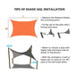 Sunshade sail installation tips showing orange canopy and mounting directions