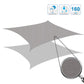 Grey waterproof anti-UV sunshade sail with corner grommets and tension ropes