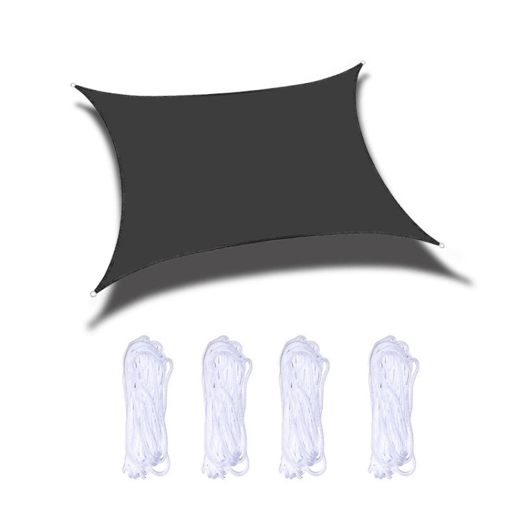 Dark waterproof sunshade sail canopy with corner grommets and tie ropes