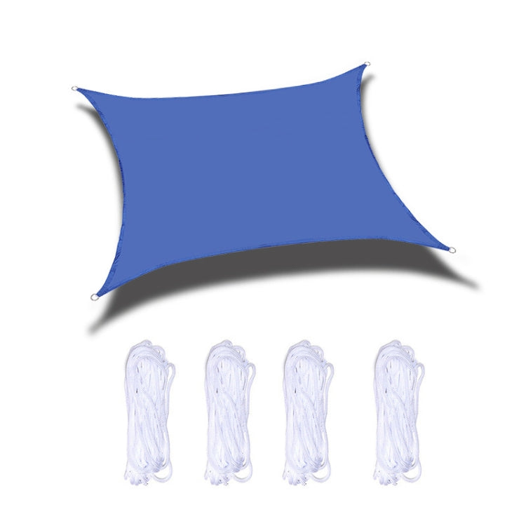 Blue waterproof sunshade sail canopy with corner grommets and tie ropes