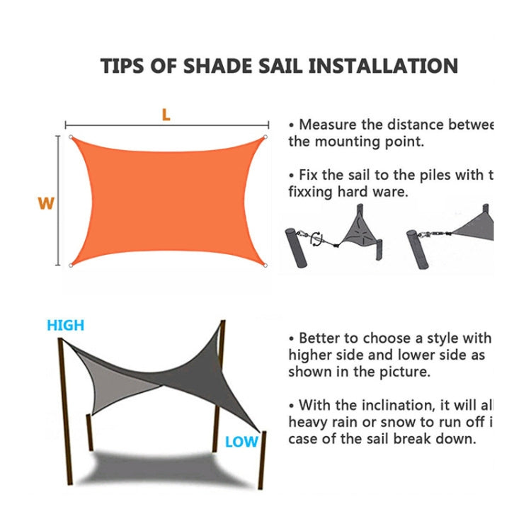 Outdoor shade sail installation setup with orange canopy, brackets, and ropes