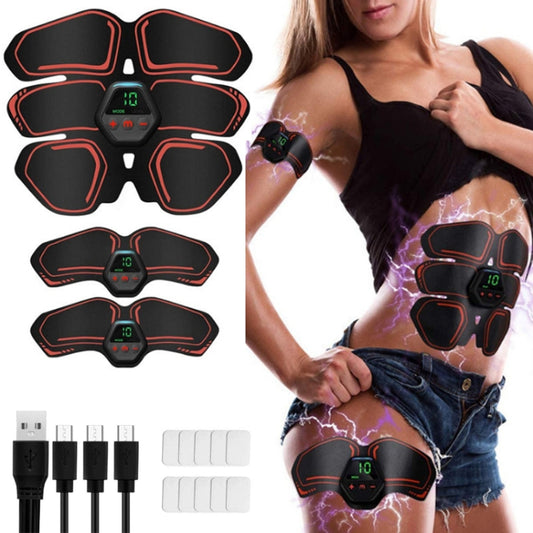 EMS Portable Abdomen Device Electric Abdominal Muscle Stickers with LCD Screen Display, EMS Muscle Stickers (Orange Red), EMS Muscle Stickers (Blue Line), EMS Muscle Stickers (Blue Point), EMS Muscle Stickers (Pink)