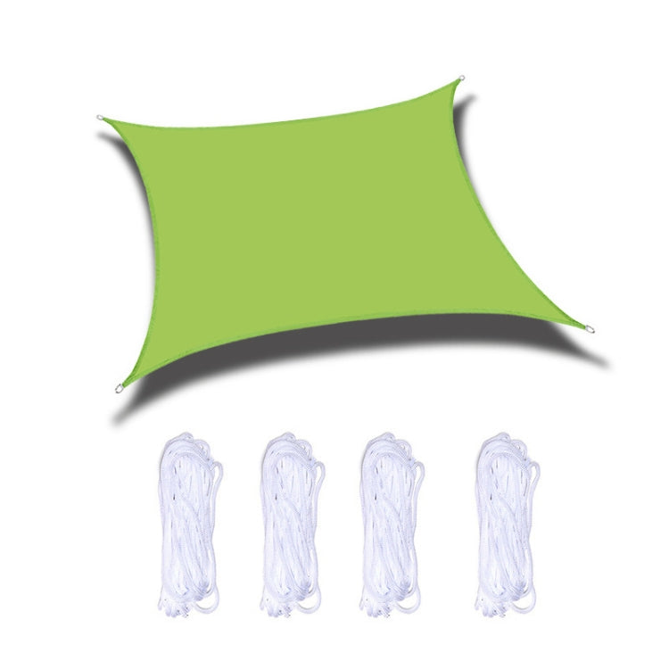 Green waterproof shade sail canopy with corner grommets and attachment ropes