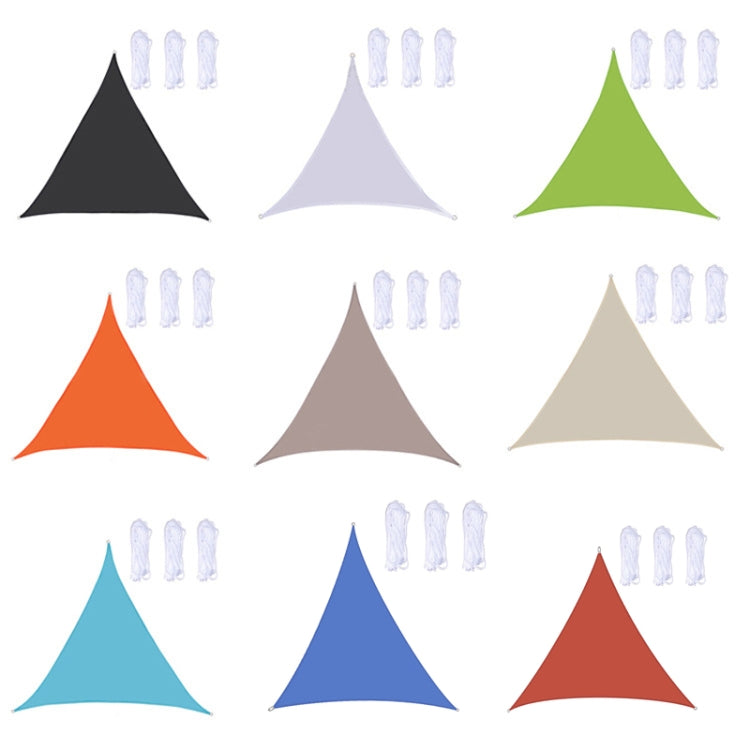 Assorted triangle outdoor sunshade sails in multiple colors with grommets and tie points