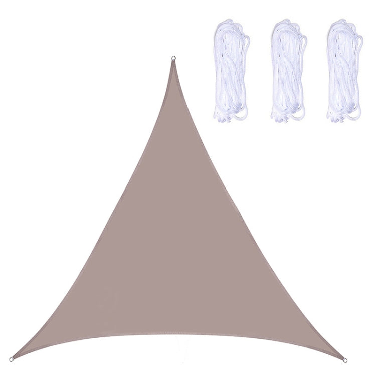 Khaki triangular outdoor sunshade sail canopy with grommets and rope loops