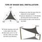 Triangle shade sail canopy with corner supports and tension points