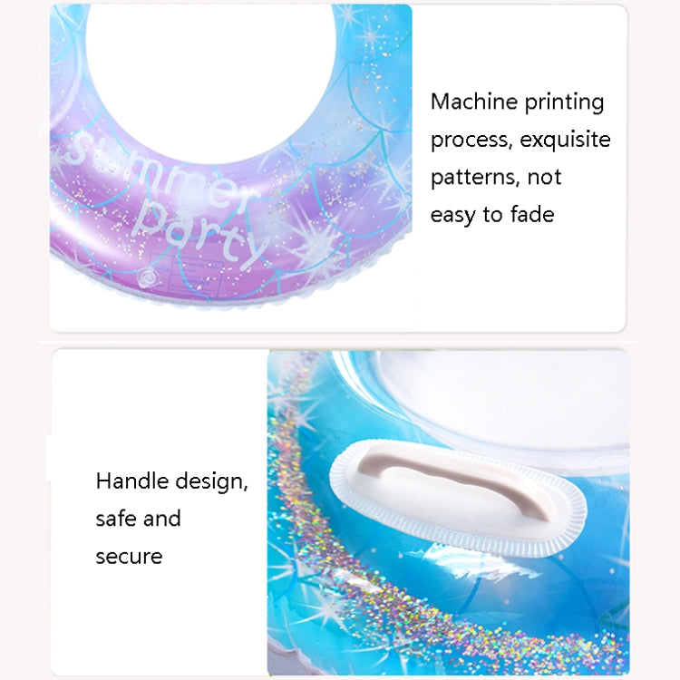 Blue starry sky swimming ring close-up of round opening and white handle loop