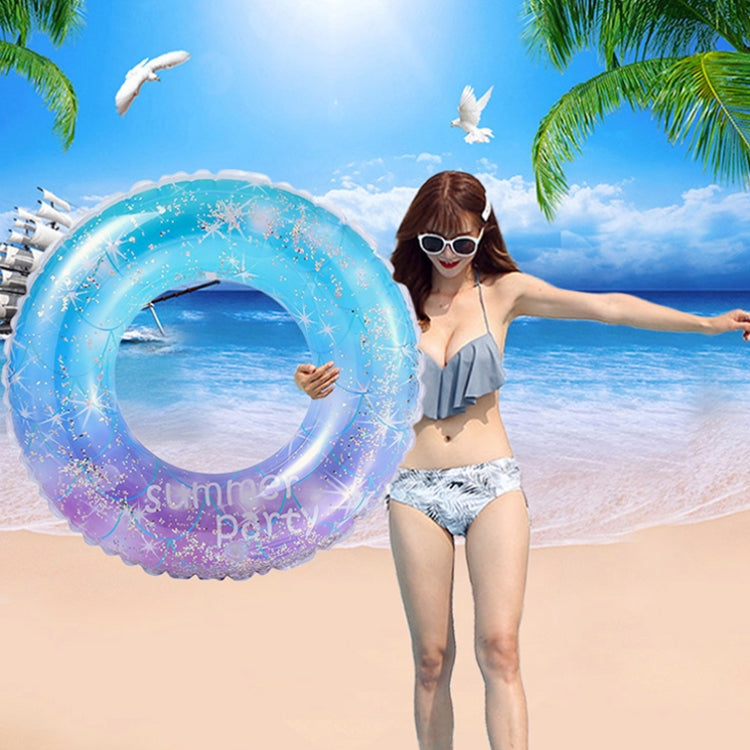Blue starry sky swimming ring with purple sparkle trim, round armpit float