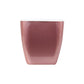 Square metal-look plastic flowerpot with shiny rose-pink finish