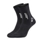 Pair of black ankle diving socks with white logo and stitched ankle support panel