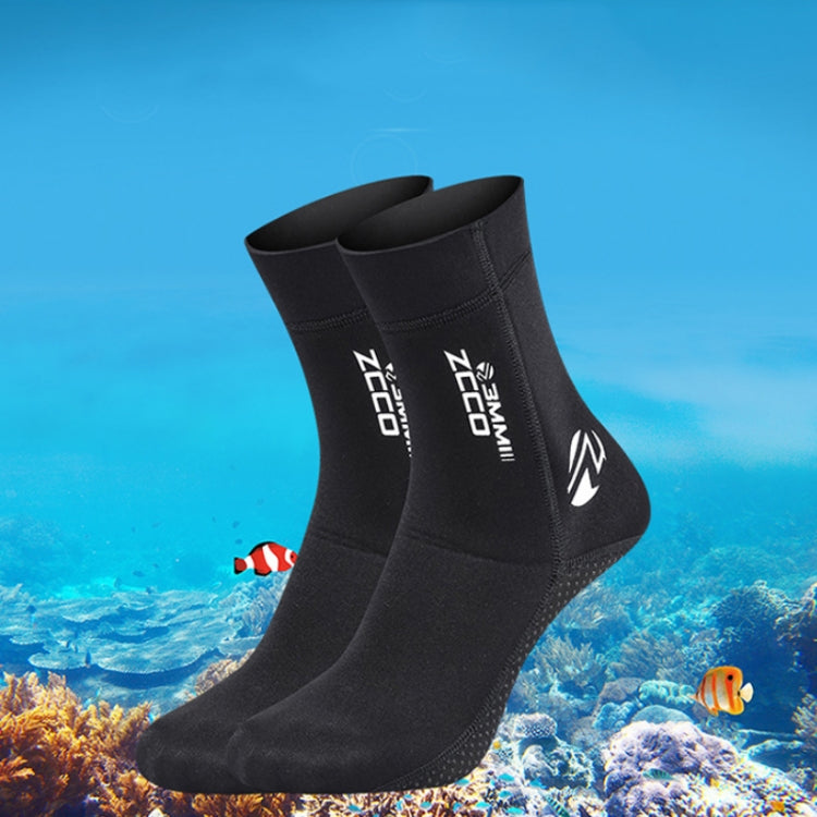 Black ankle diving socks with ZCCO logo, snug fit, and textured non-slip sole