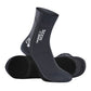 Pair of black ankle diving socks with white logo and stitched ankle support design