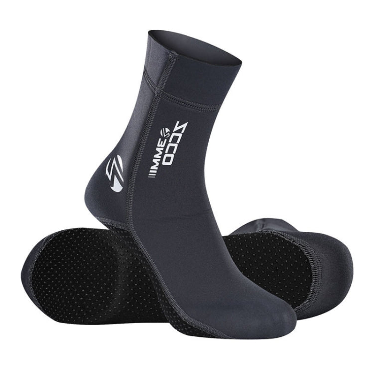 Black ankle diving socks with textured non-slip fin sole and ZCCO branding