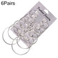 6-pack steampunk circle hoop earrings, silver-tone metal, multiple pairs on card